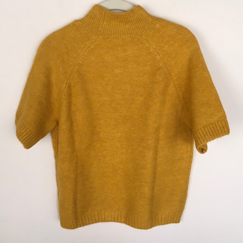 NWT Zara Mustard Short Sleeve Mock Neck Sweater - Picture 2 of 4